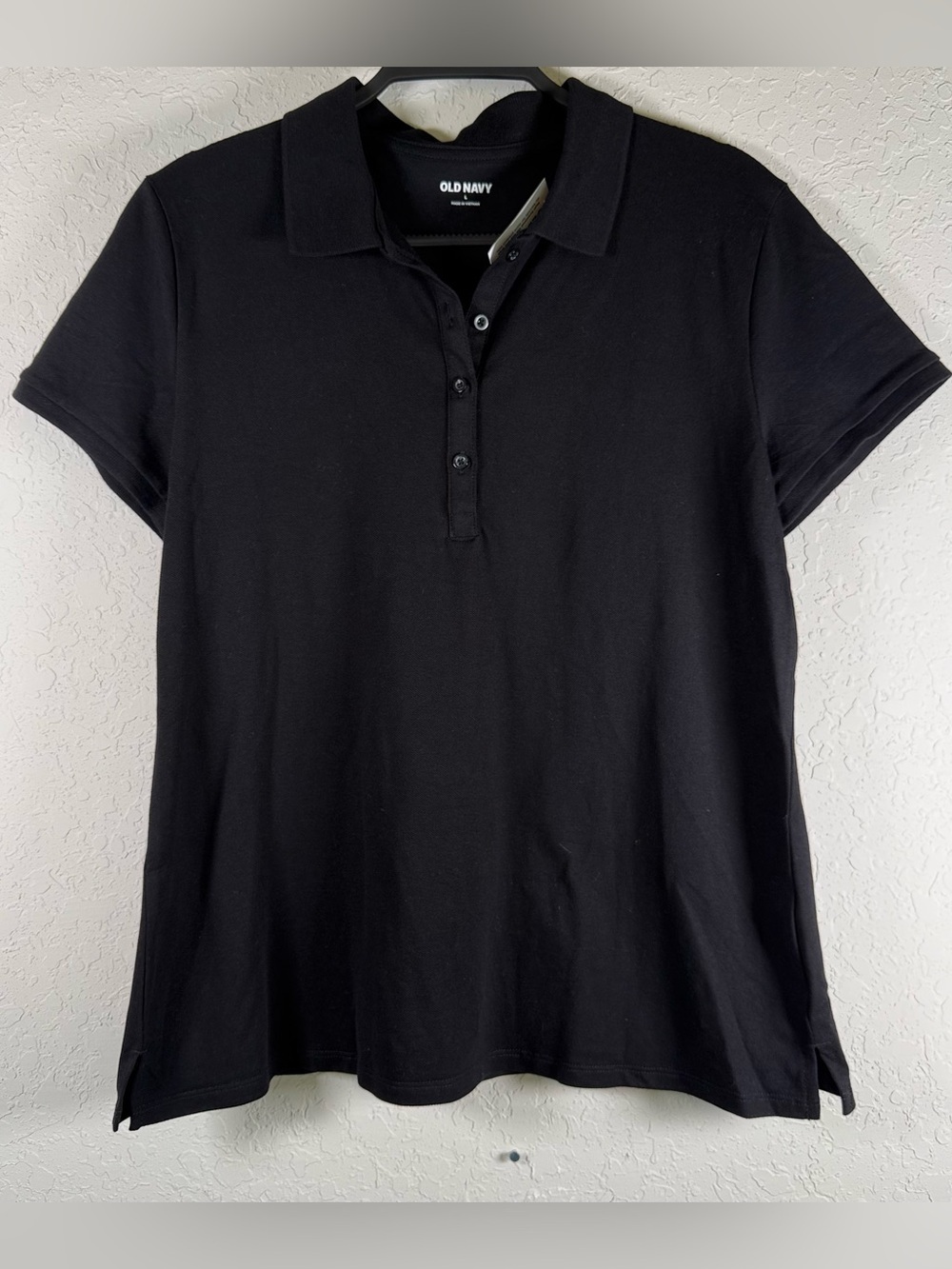 Old Navy Polo Shirt Black Size Large Short Sleeve Cotton Stretch